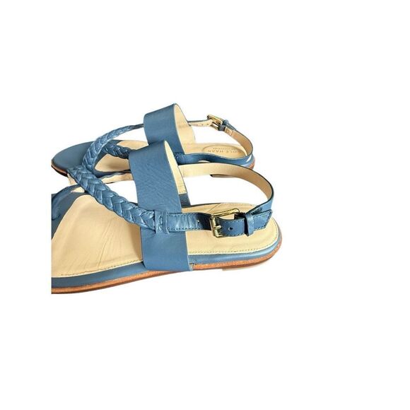 Cole Haan Womens Leather Anica Braided Thong Back Strap Sandals Blue Size 9B - Picture 12 of 16